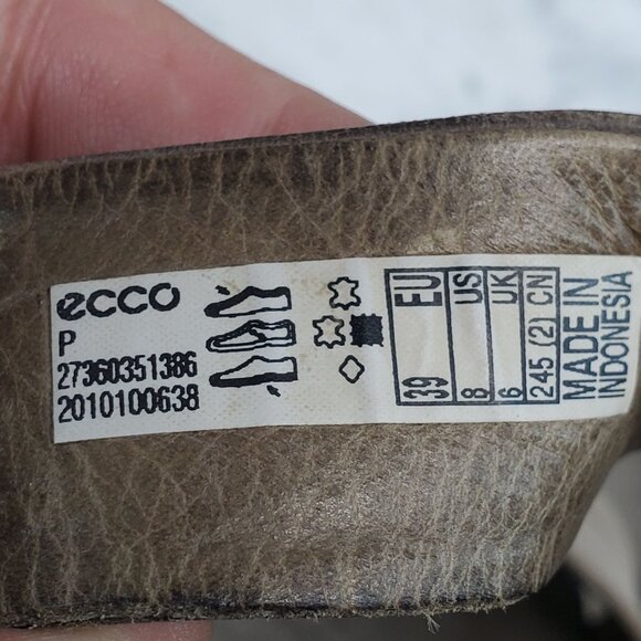 Ecco Shoes Womens Size 8 Moon Rock Taupe Brown Leather Flowt Sandals *Read* - Picture 3 of 11